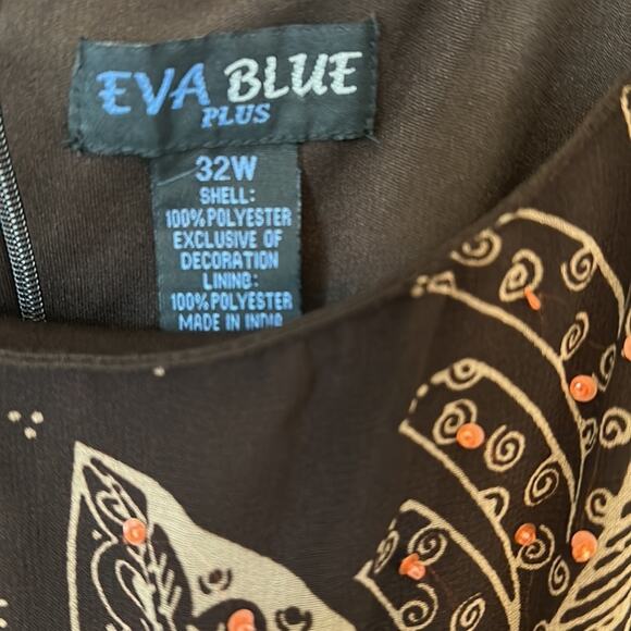 Eva Blue Plus Long Maxi Brown Fairy Dress Beaded Embellished Sleeveless 32W - Picture 6 of 12